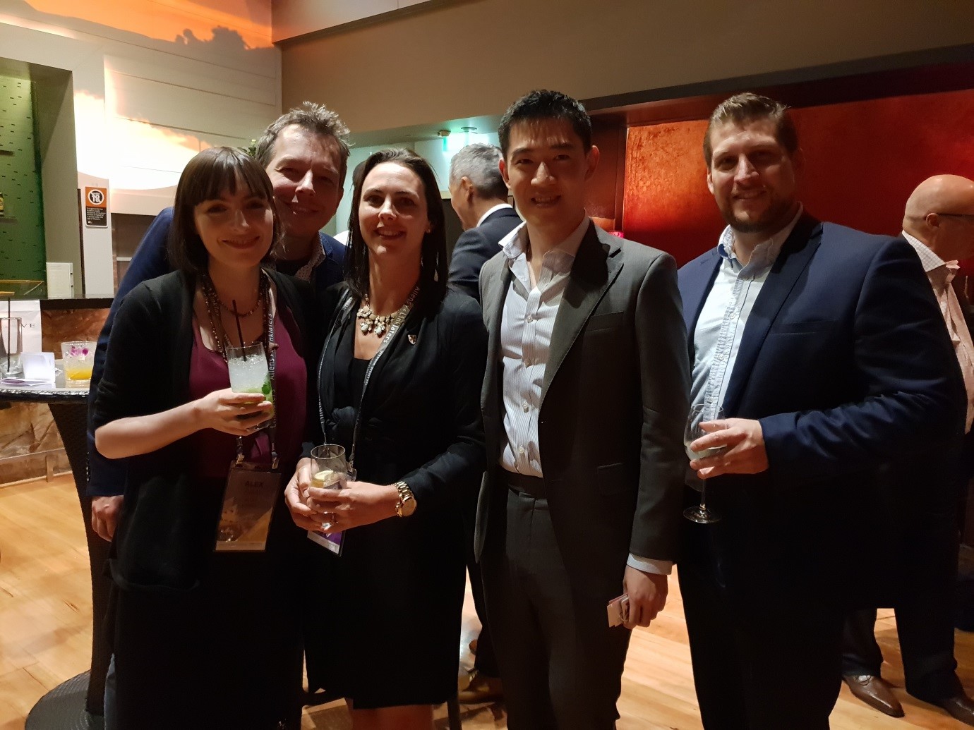 Camilla Godman (Centre) and attendees at the Joint Young Arbitration Drinks