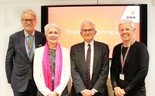 Ciarb president Jane Gunn and ciarb Director General Catherine Dixon with Roebuck Lecture Attendees